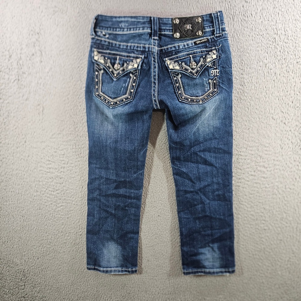 Miss Me JP5434P Capri Jeans Womens 25 Dark Wash Embellished Pocket Stretch Denim